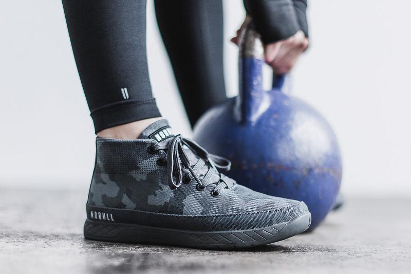 Dark / Grey Nobull Canvas Mid Women's Trainers | CA S1858G